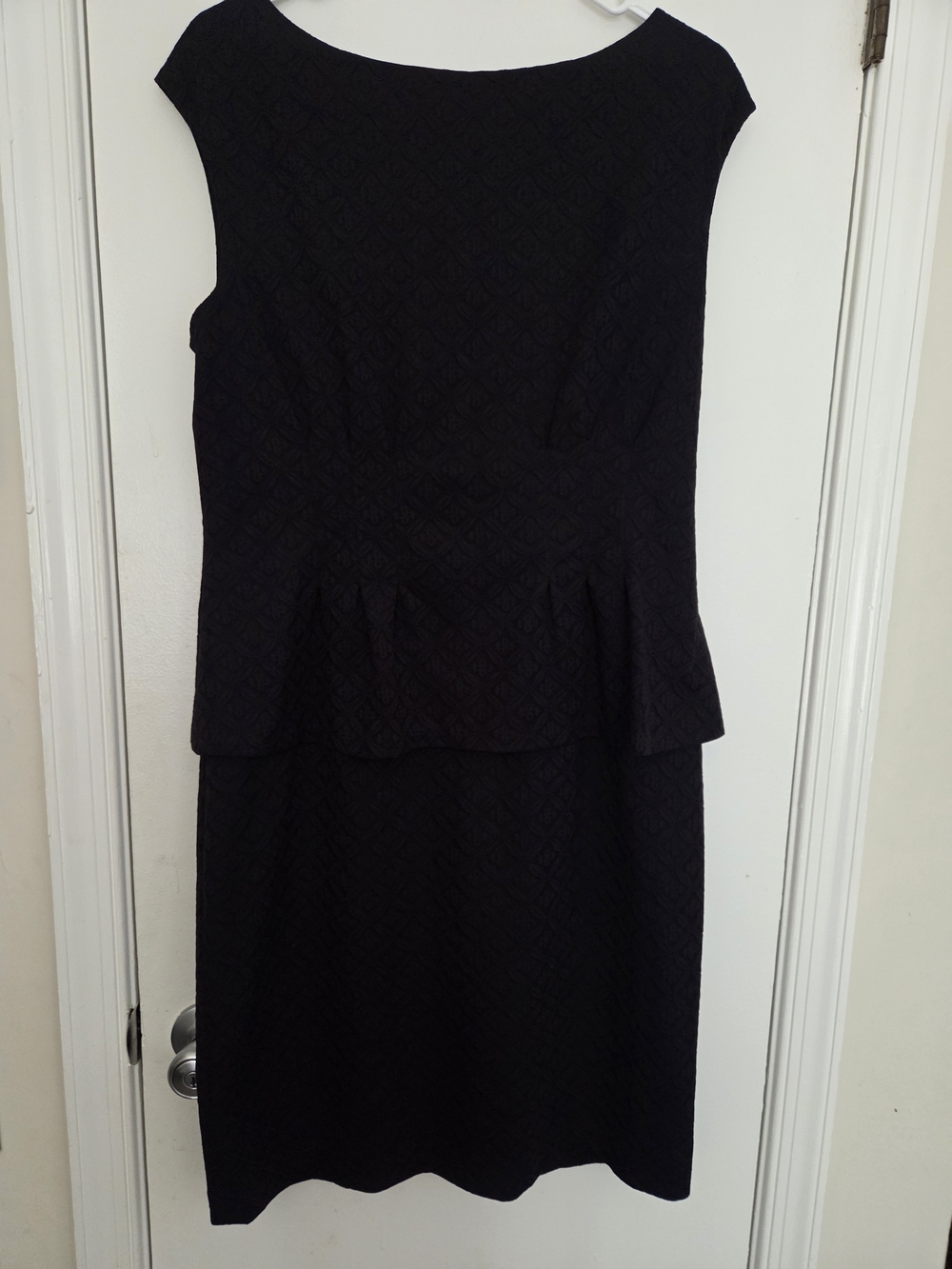American Living Black Textured Jacquard Peplum Sheath Dress Size 14 LBD
